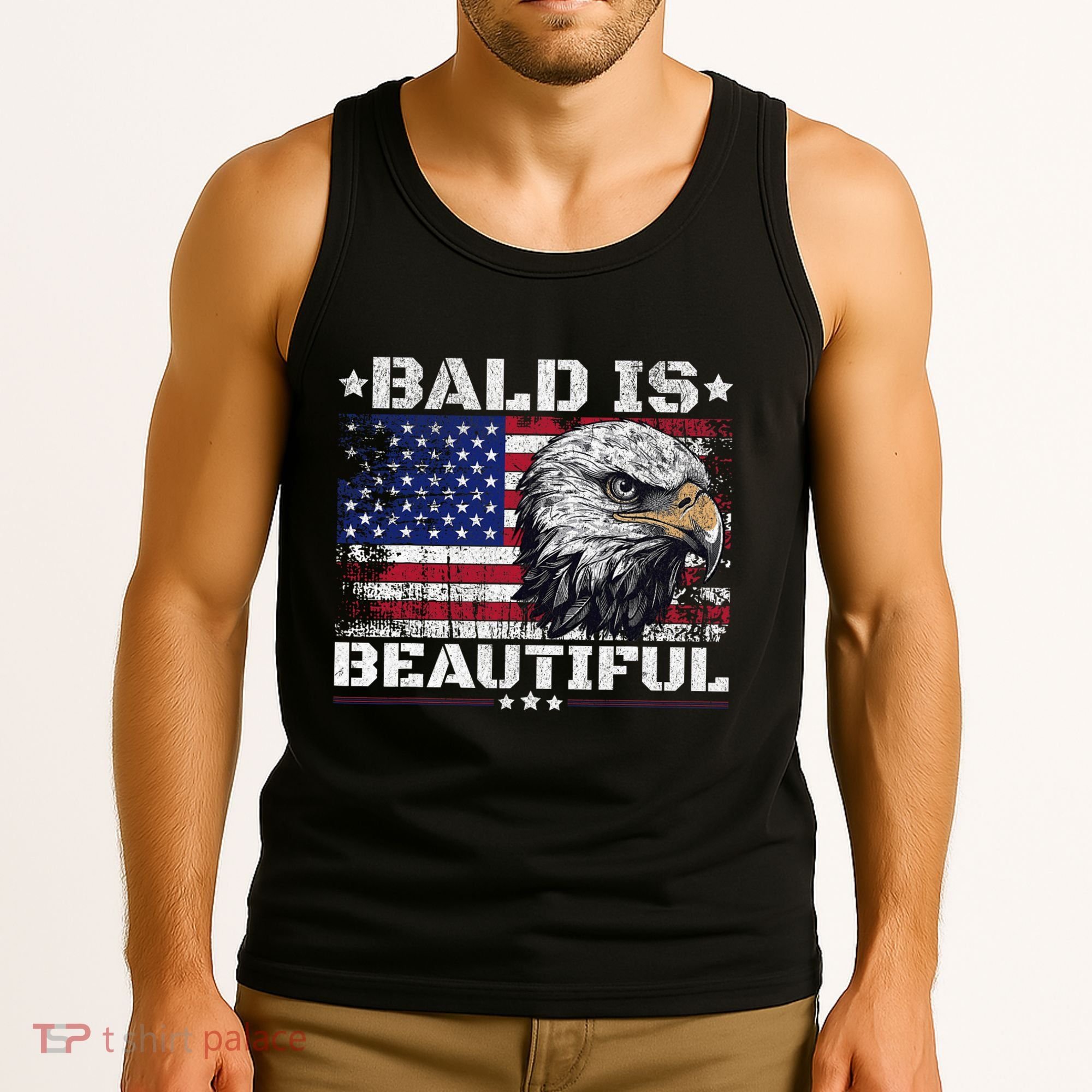 Bald Is Beautiful 4th Of July Independence Day America Eagle Tank Top