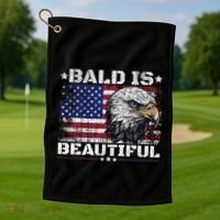 Bald Is Beautiful 4th Of July Independence Day America Eagle Golf Towel thumb 1