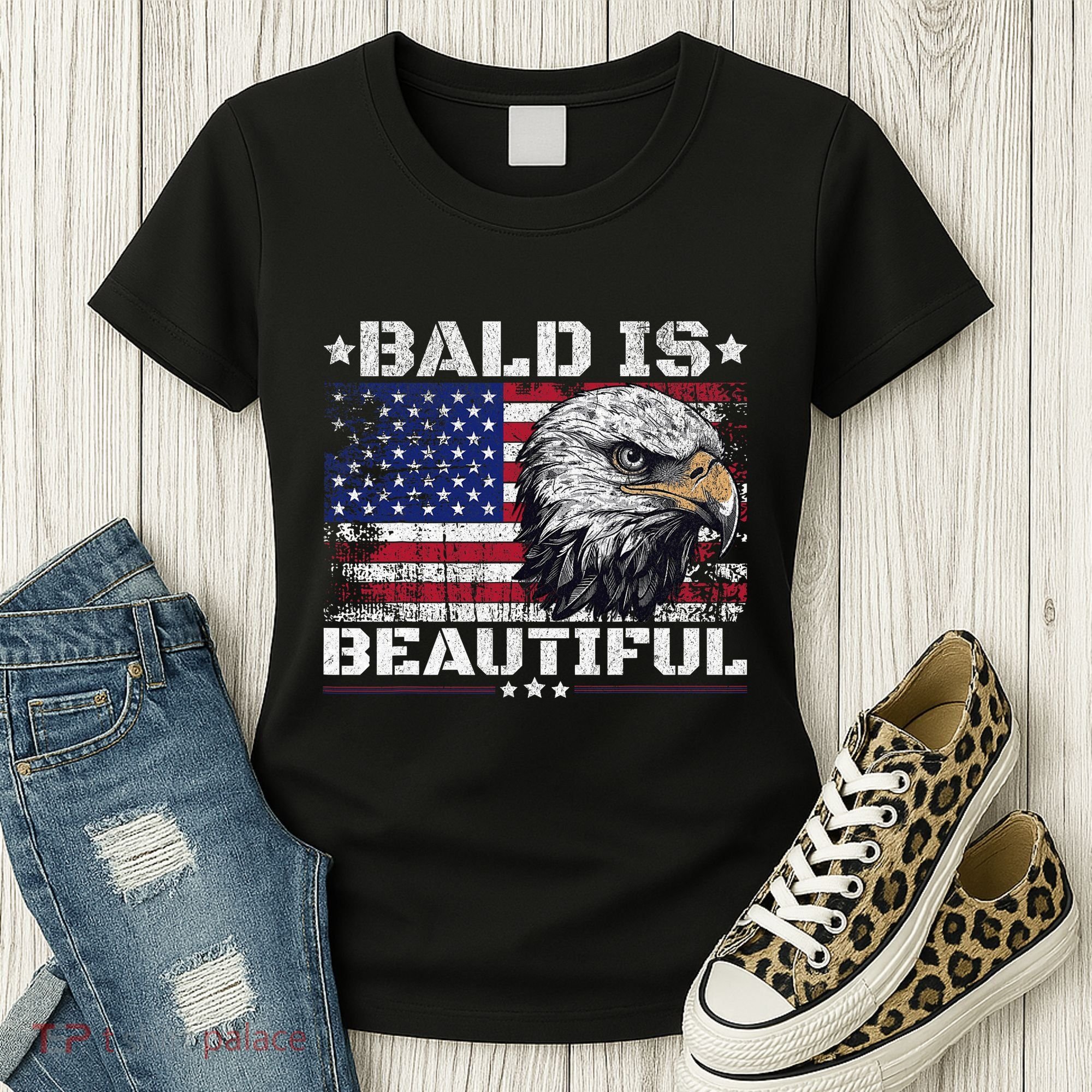Bald Is Beautiful 4th Of July Independence Day America Eagle Women's T-Shirt