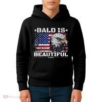 Bald Is Beautiful 4th Of July Independence Day America Eagle Kids Hoodie thumb 4