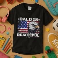 Bald Is Beautiful 4th Of July Independence Day America Eagle Kids T-Shirt thumb 3