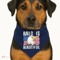 Bald Is Beautiful 4th Of July Independence Day Bald Eagle USA-Made Doggie Bandana thumb 1
