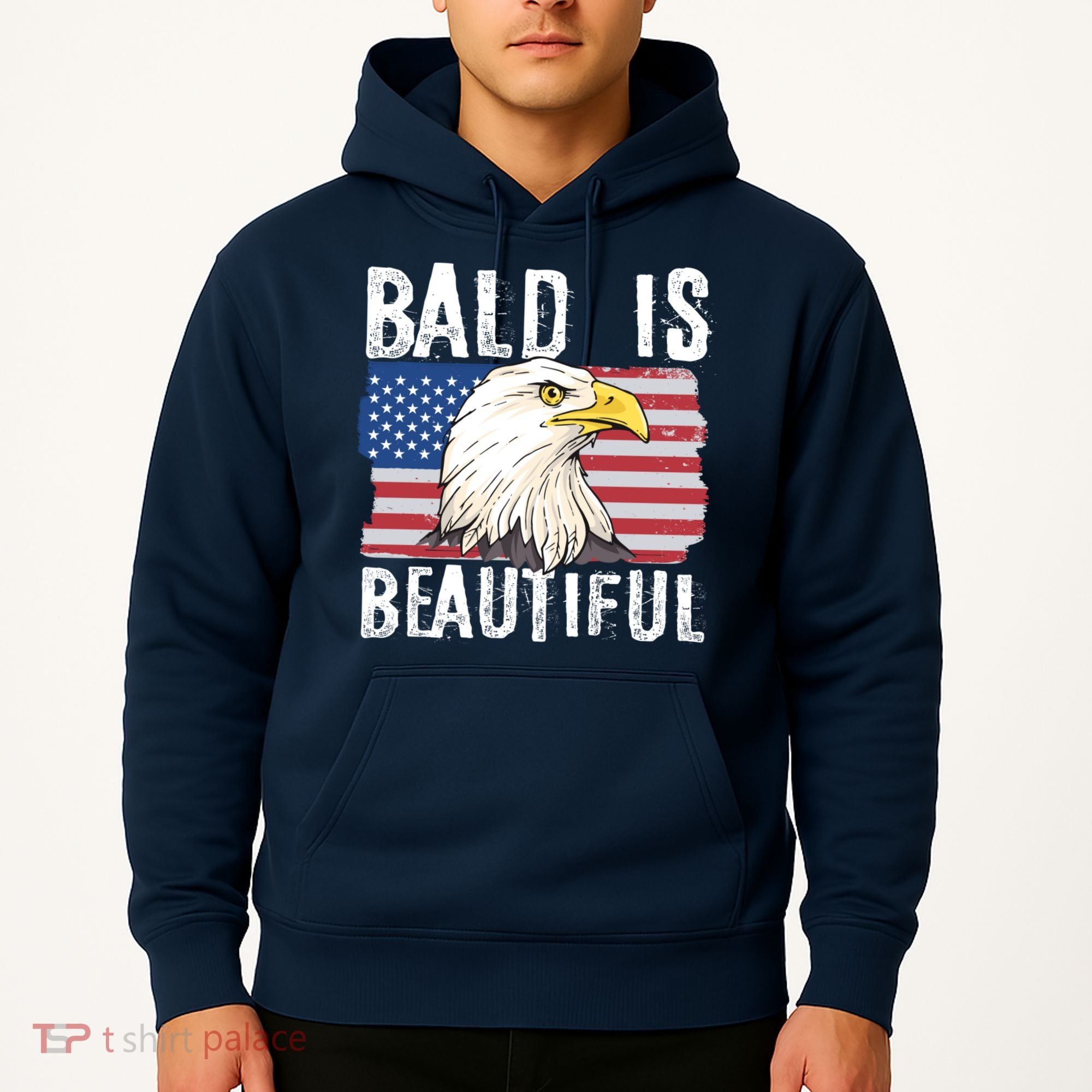 Bald Is Beautiful 4th Of July Independence Day Bald Eagle Hoodie