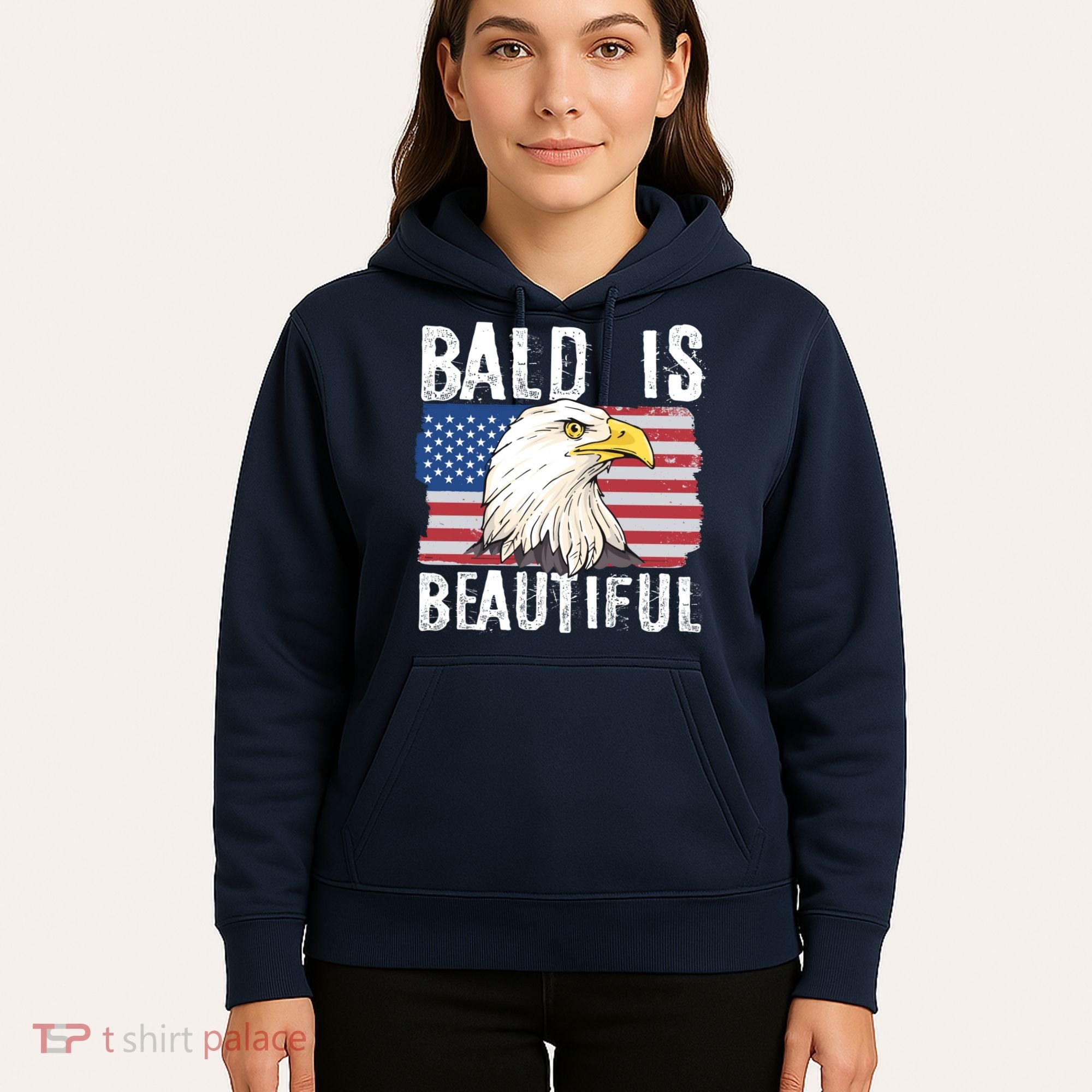 Bald Is Beautiful 4th Of July Independence Day Bald Eagle Hoodie