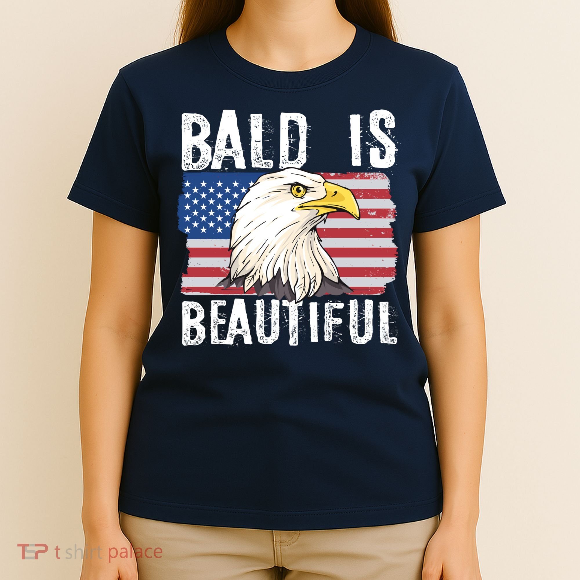 Bald Is Beautiful 4th Of July Independence Day Bald Eagle T-Shirt