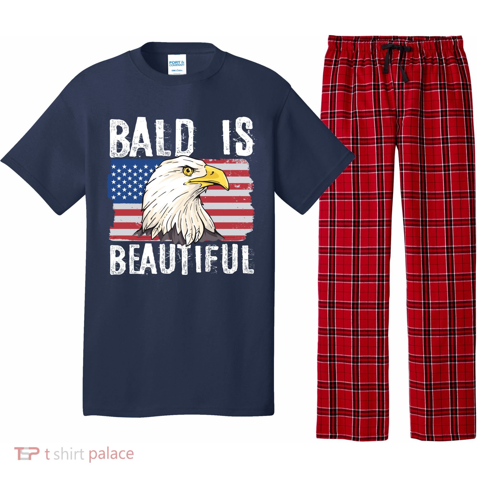 Bald Is Beautiful 4th Of July Independence Day Bald Eagle Pajama Set