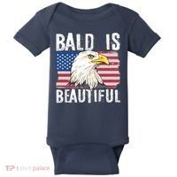 Bald Is Beautiful 4th Of July Independence Day Bald Eagle Baby Bodysuit thumb 0