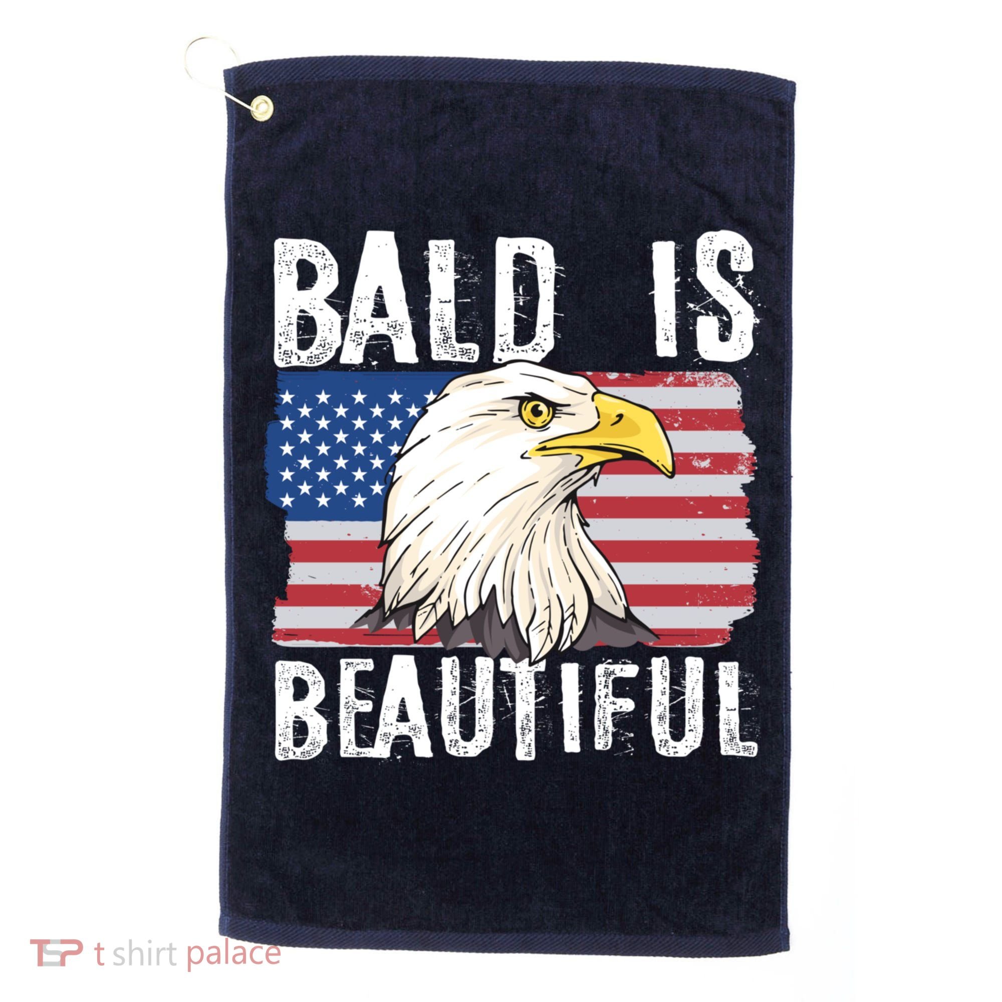 Bald Is Beautiful 4th Of July Independence Day Bald Eagle Golf Towel