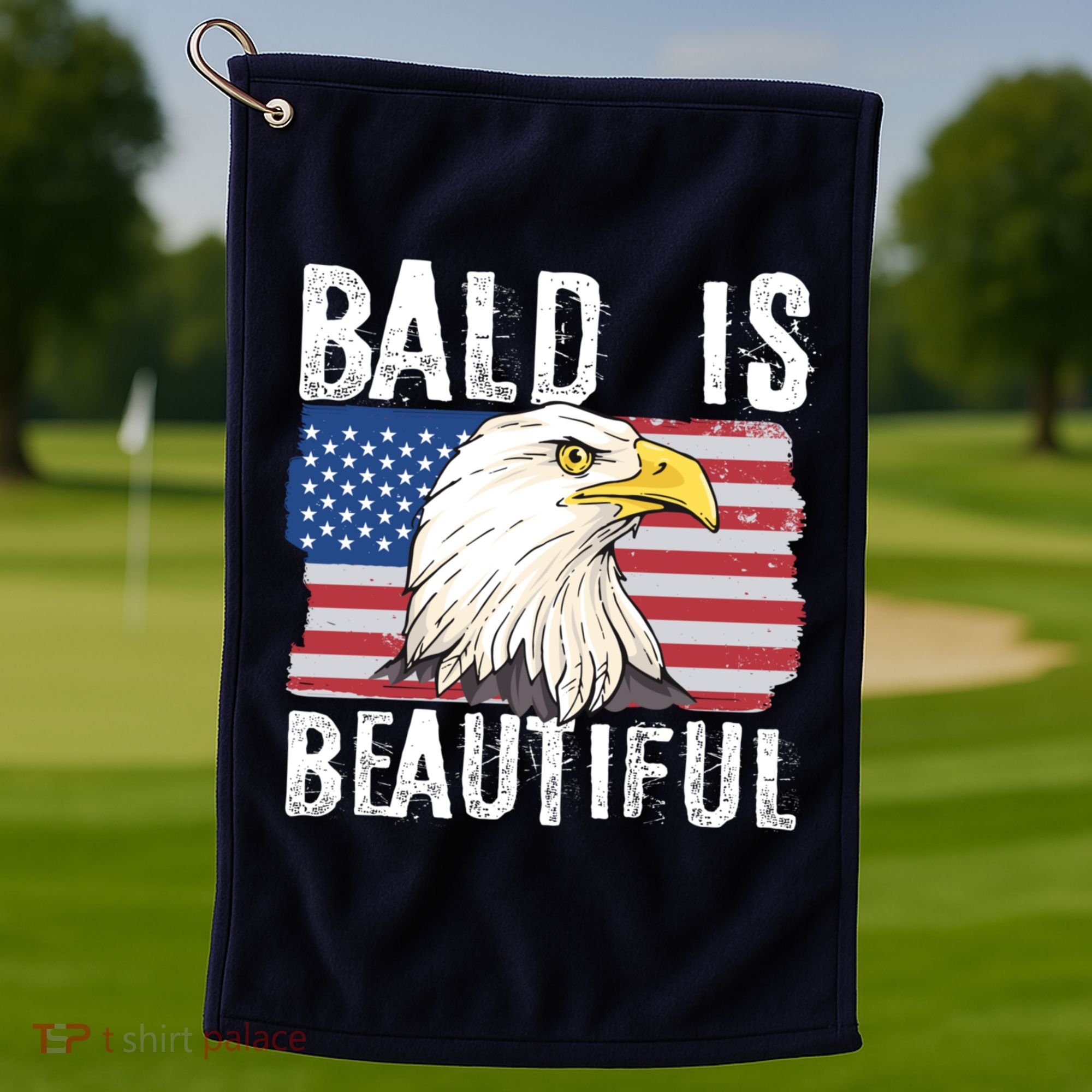 Bald Is Beautiful 4th Of July Independence Day Bald Eagle Golf Towel