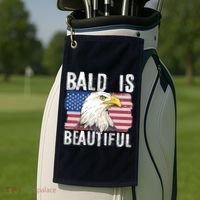 Bald Is Beautiful 4th Of July Independence Day Bald Eagle Golf Towel thumb 2