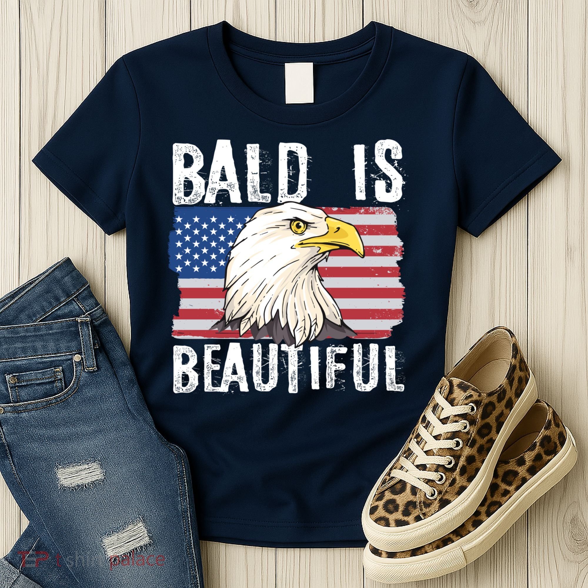 Bald Is Beautiful 4th Of July Independence Day Bald Eagle Women's T-Shirt