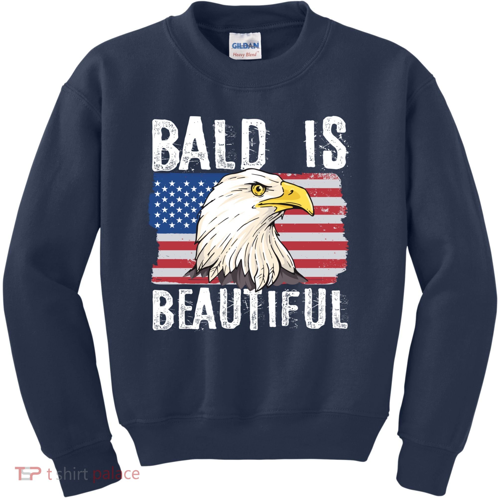 Bald Is Beautiful 4th Of July Independence Day Bald Eagle Kids Sweatshirt