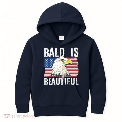 Bald Is Beautiful 4th Of July Independence Day Bald Eagle Kids Hoodie