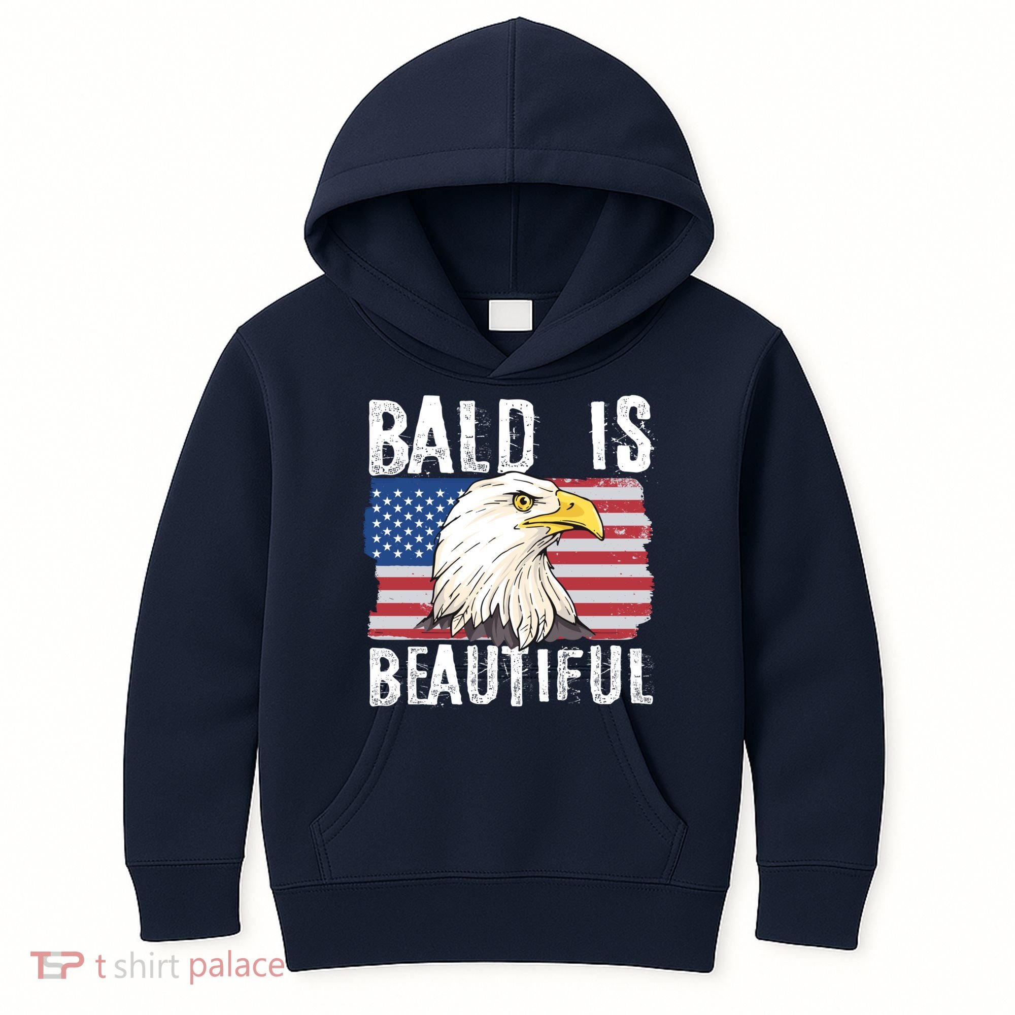 Bald Is Beautiful 4th Of July Independence Day Bald Eagle Kids Hoodie