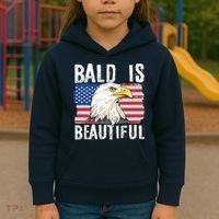 Bald Is Beautiful 4th Of July Independence Day Bald Eagle Kids Hoodie thumb 3