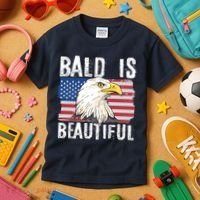 Bald Is Beautiful 4th Of July Independence Day Bald Eagle Kids T-Shirt thumb 3