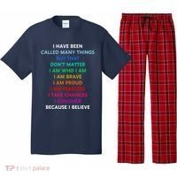 Because I Believe In Me Rainbow Mantra Pajama Set thumb 0