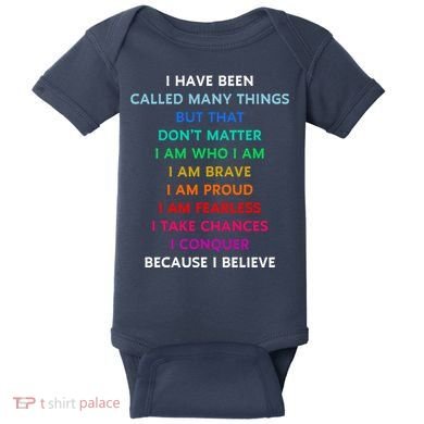 Because I Believe In Me Rainbow Mantra Baby Bodysuit