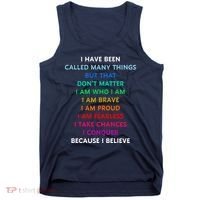 Because I Believe In Me Rainbow Mantra Tank Top thumb 0