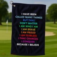Because I Believe In Me Rainbow Mantra Golf Towel thumb 1