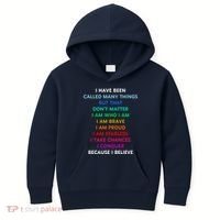 Because I Believe In Me Rainbow Mantra Kids Hoodie thumb 0