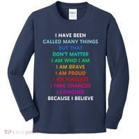 Because I Believe In Me Rainbow Mantra Kids Long Sleeve Shirt thumb 0