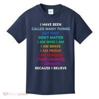 Because I Believe In Me Rainbow Mantra Kids T-Shirt thumb 0