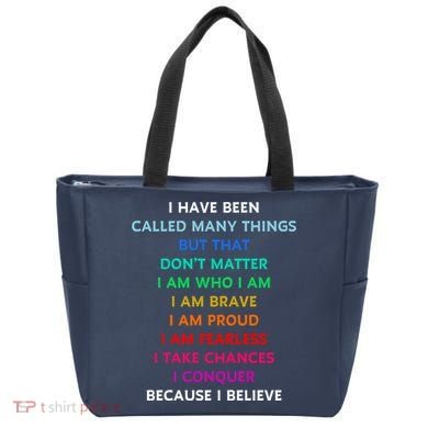 Because I Believe In Me Rainbow Mantra Tote Bag