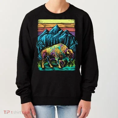 Bison Illustration Women's Sweatshirt