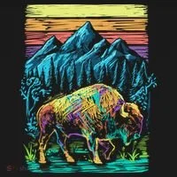 Bison Illustration Doggie Tank thumb 4