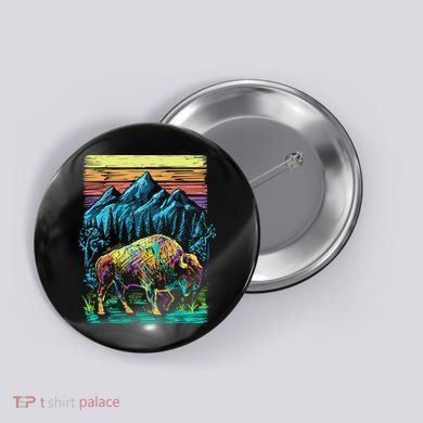 Bison Illustration Button