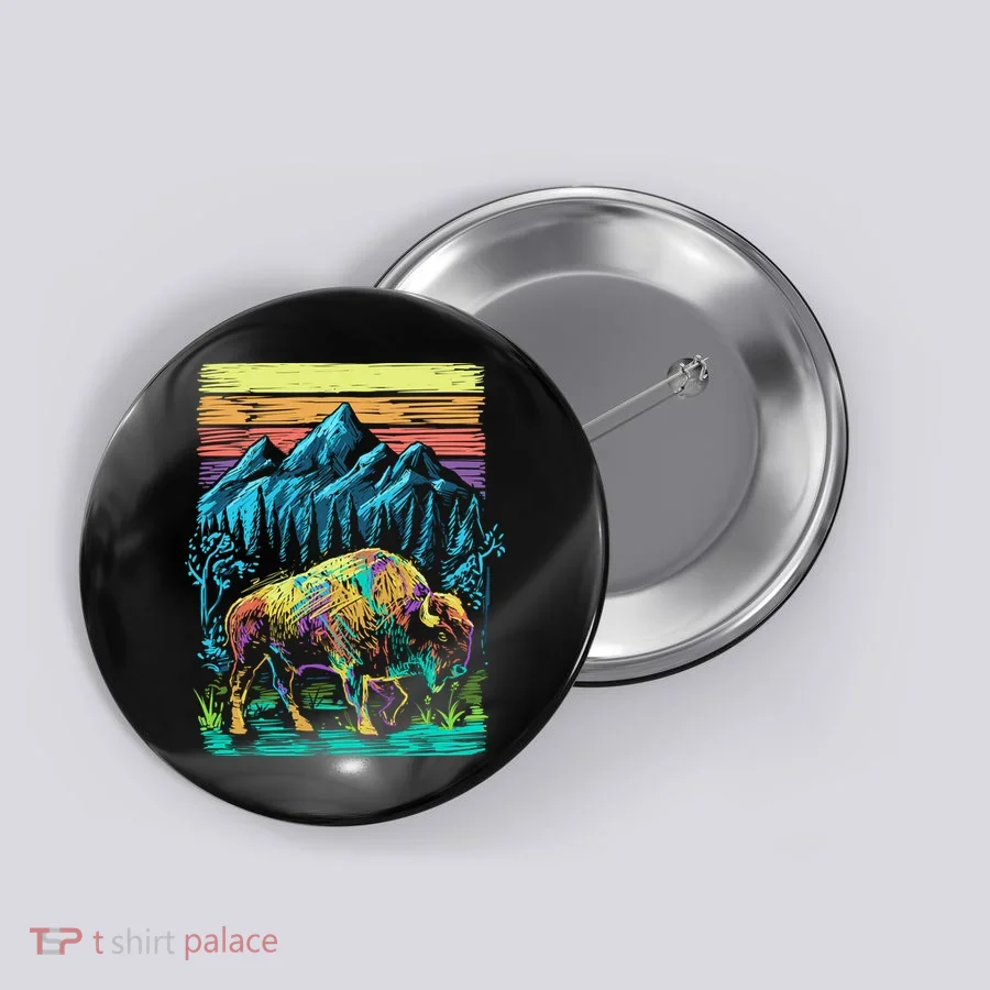 Bison Illustration Button