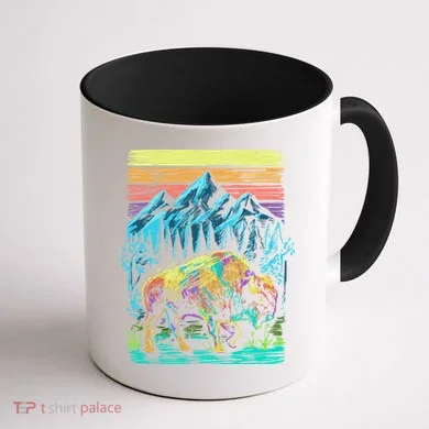 Bison Illustration Coffee Mug back