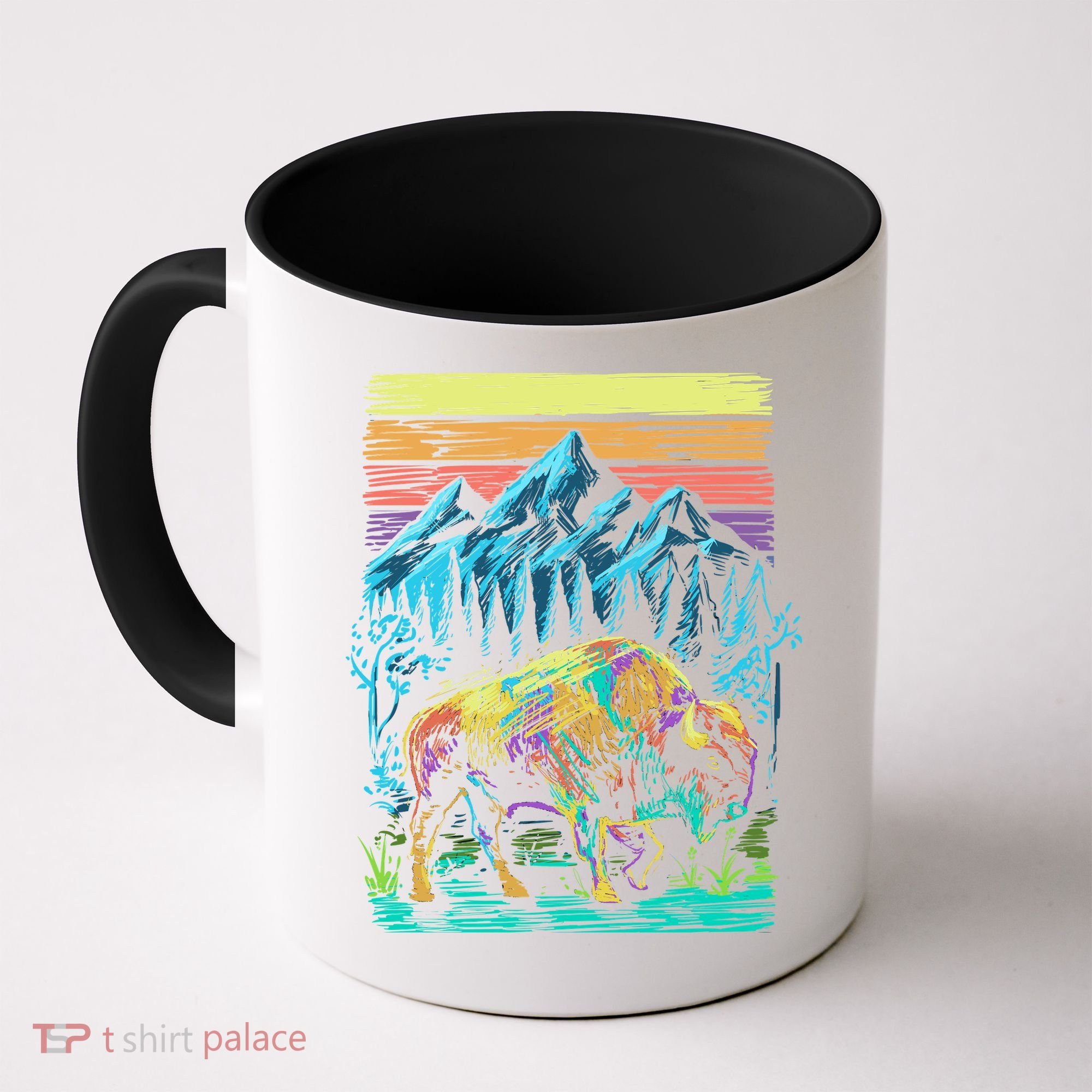 Bison Illustration Coffee Mug