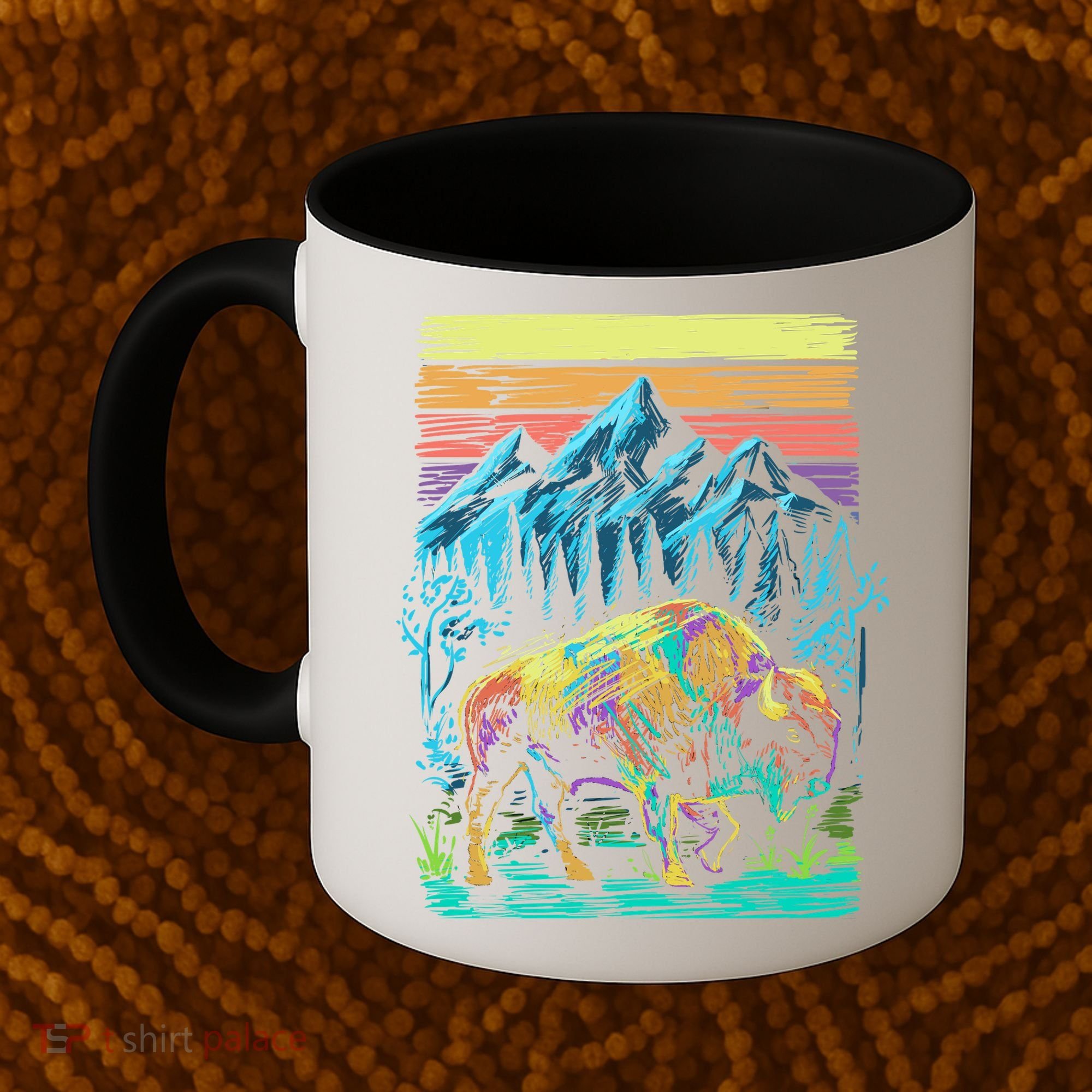 Bison Illustration Coffee Mug