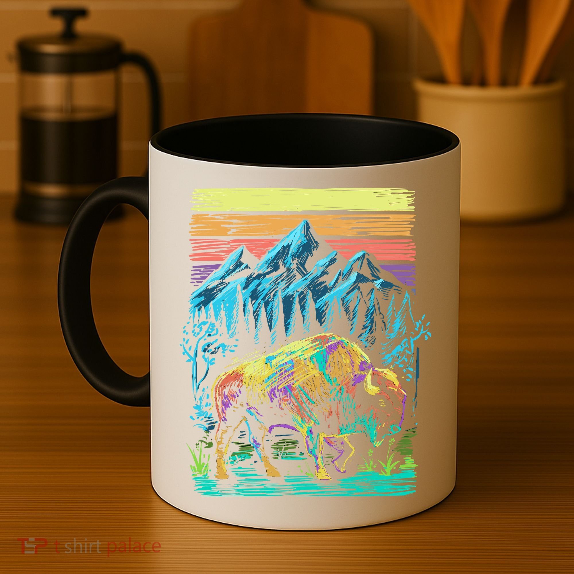 Bison Illustration Coffee Mug