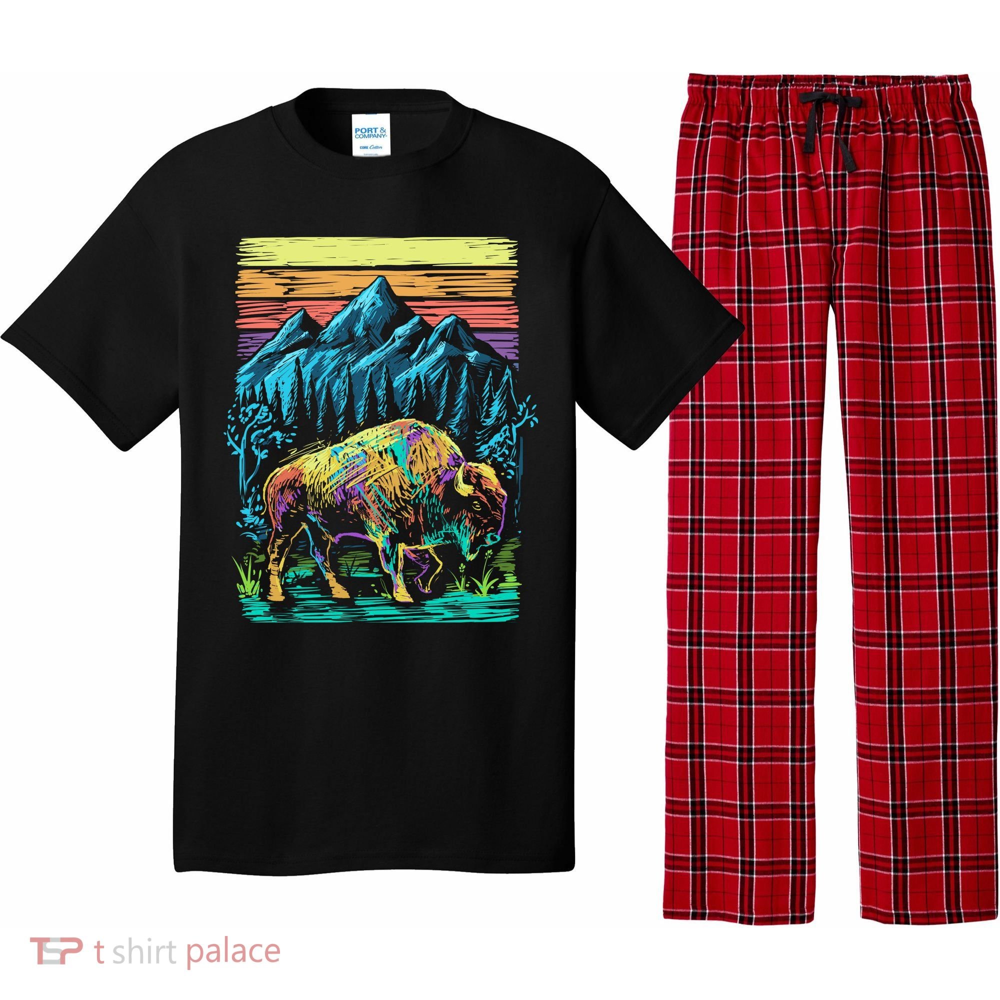 Bison Illustration Pajama Set
