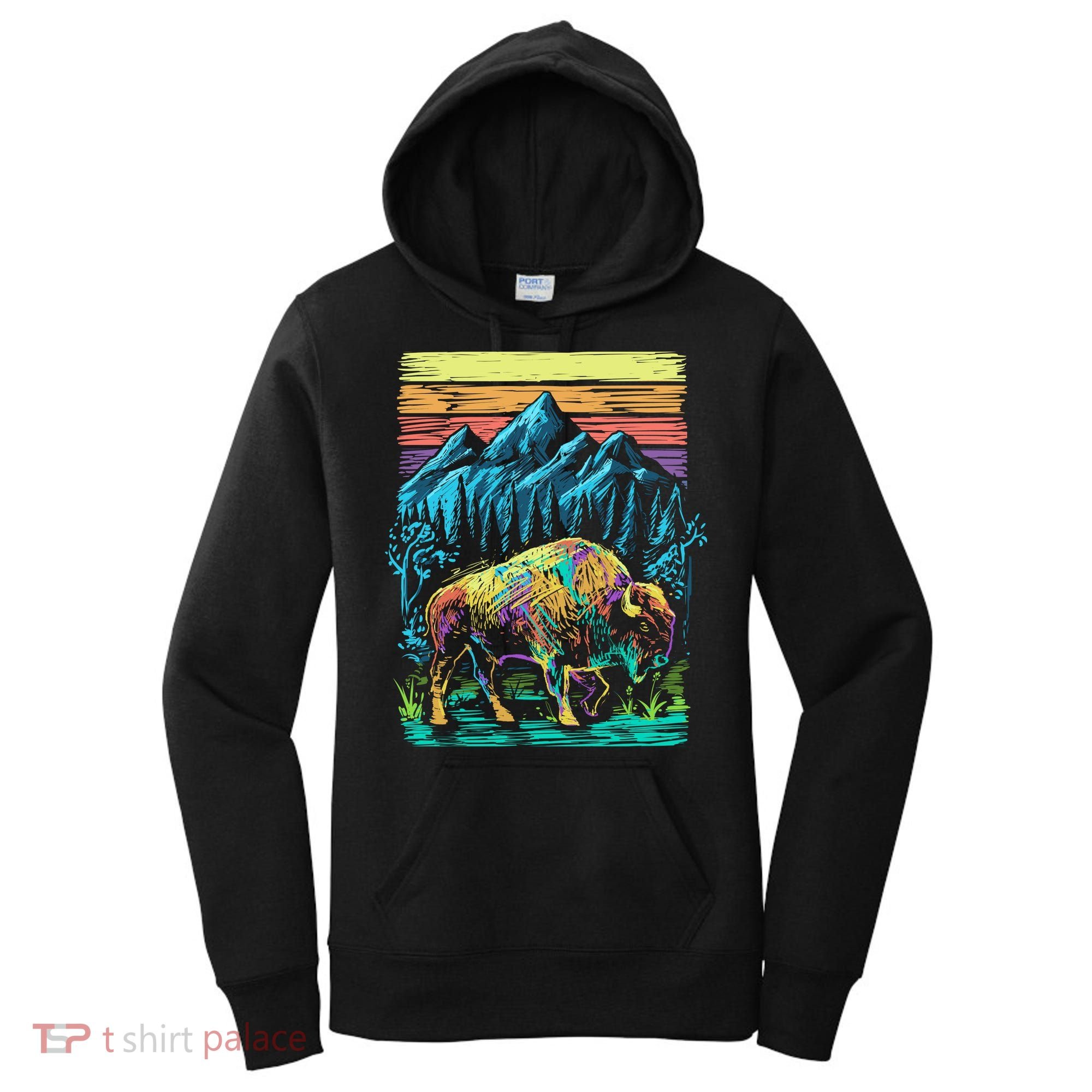 Bison Illustration Women's Hoodie