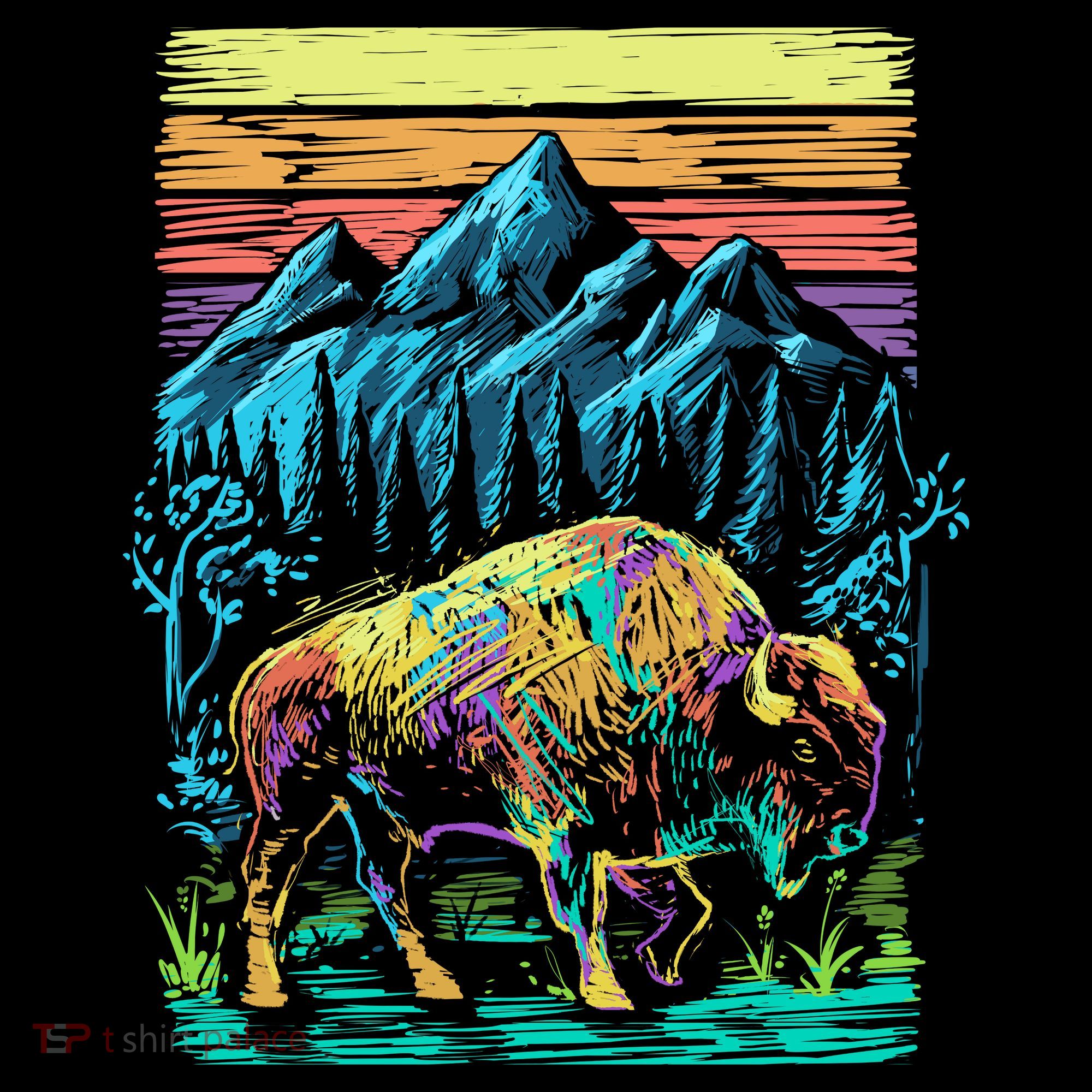 Bison Illustration Women's Hoodie
