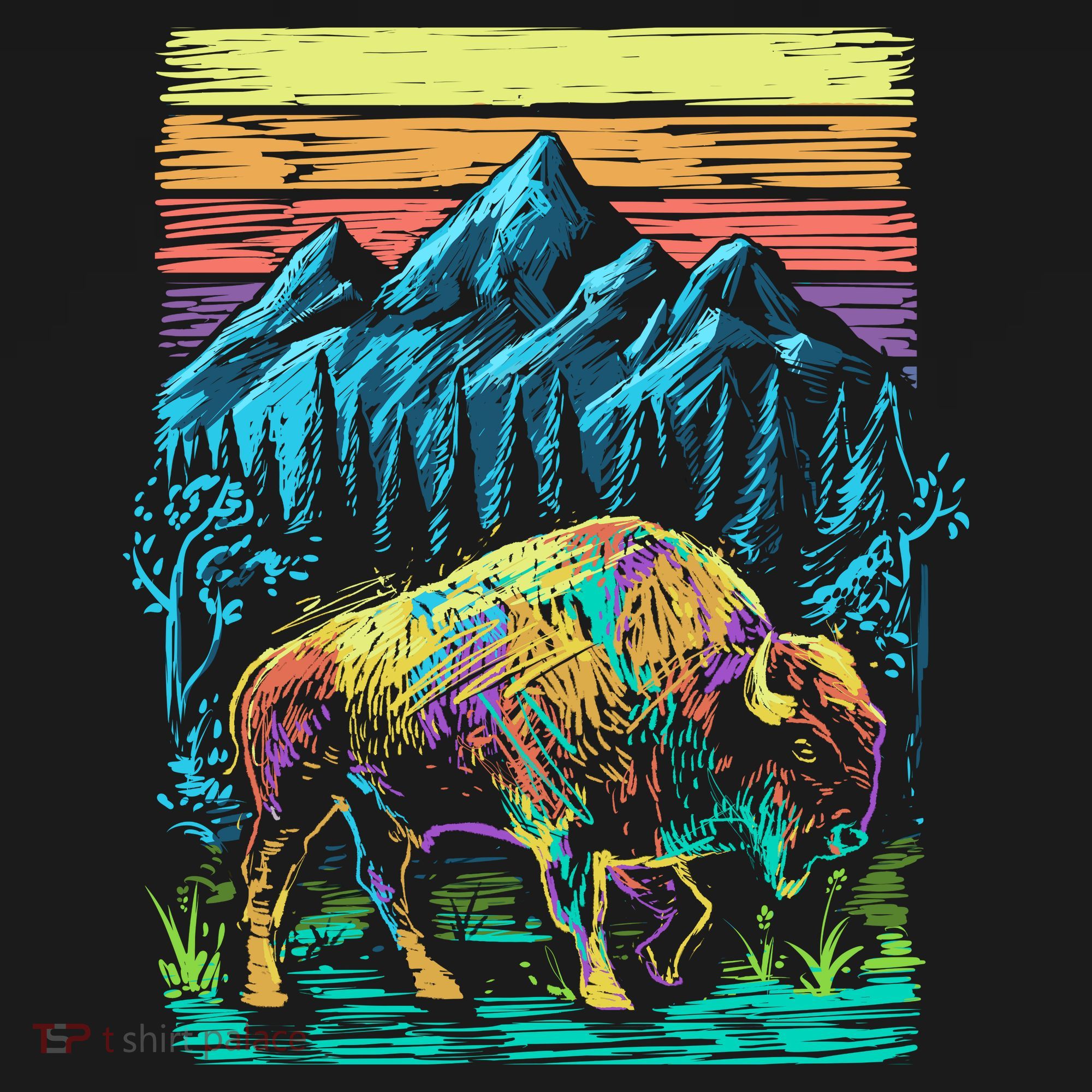 Bison Illustration Ornament
