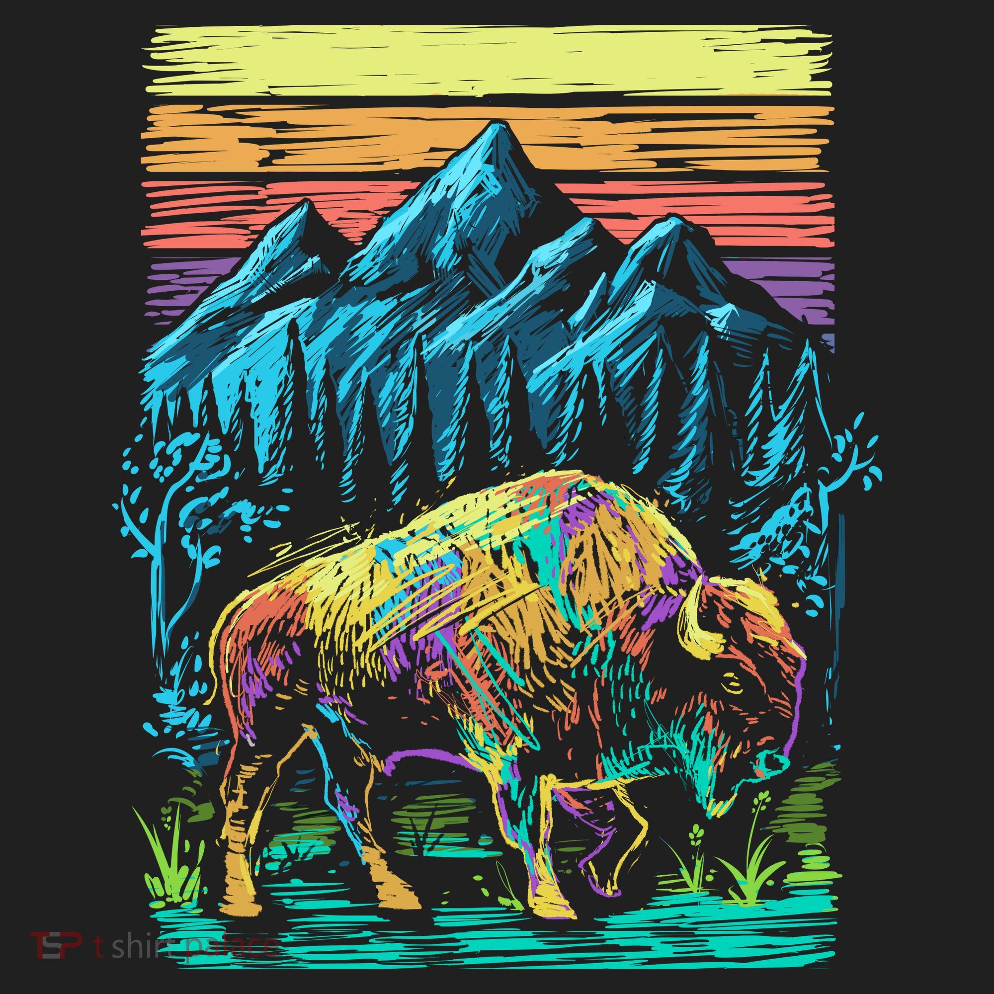 Bison Illustration Hat
