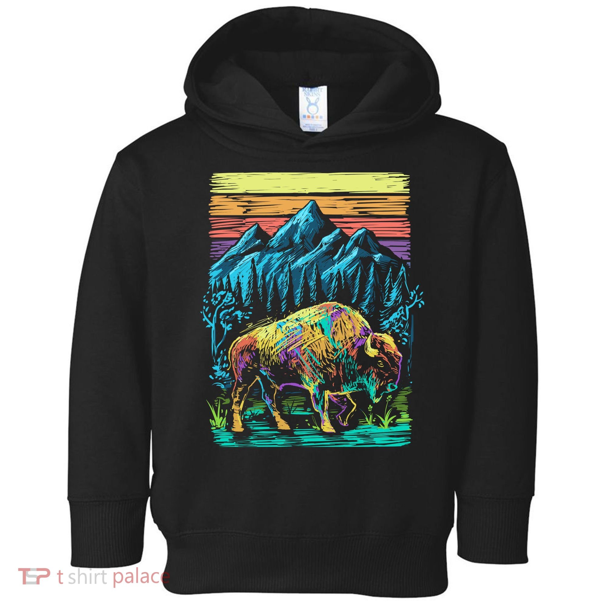 Bison Illustration Toddler Hoodie