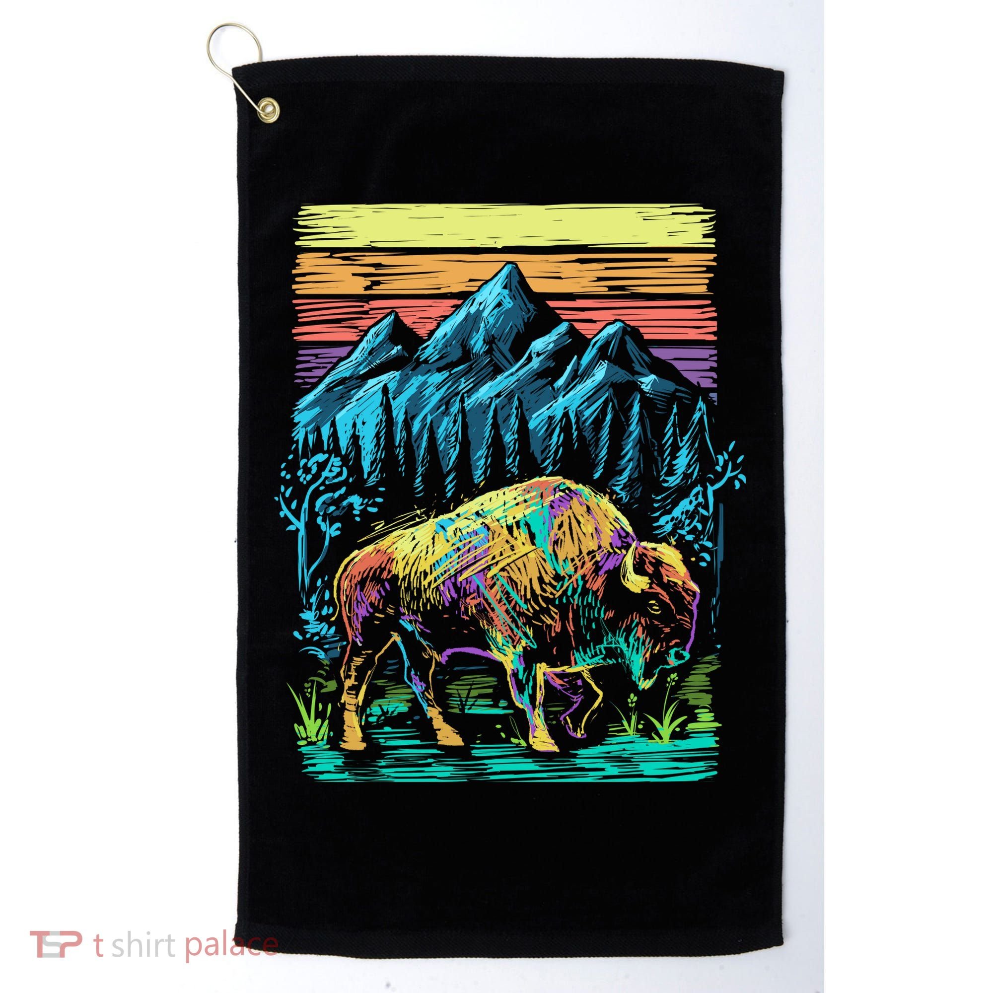 Bison Illustration Golf Towel