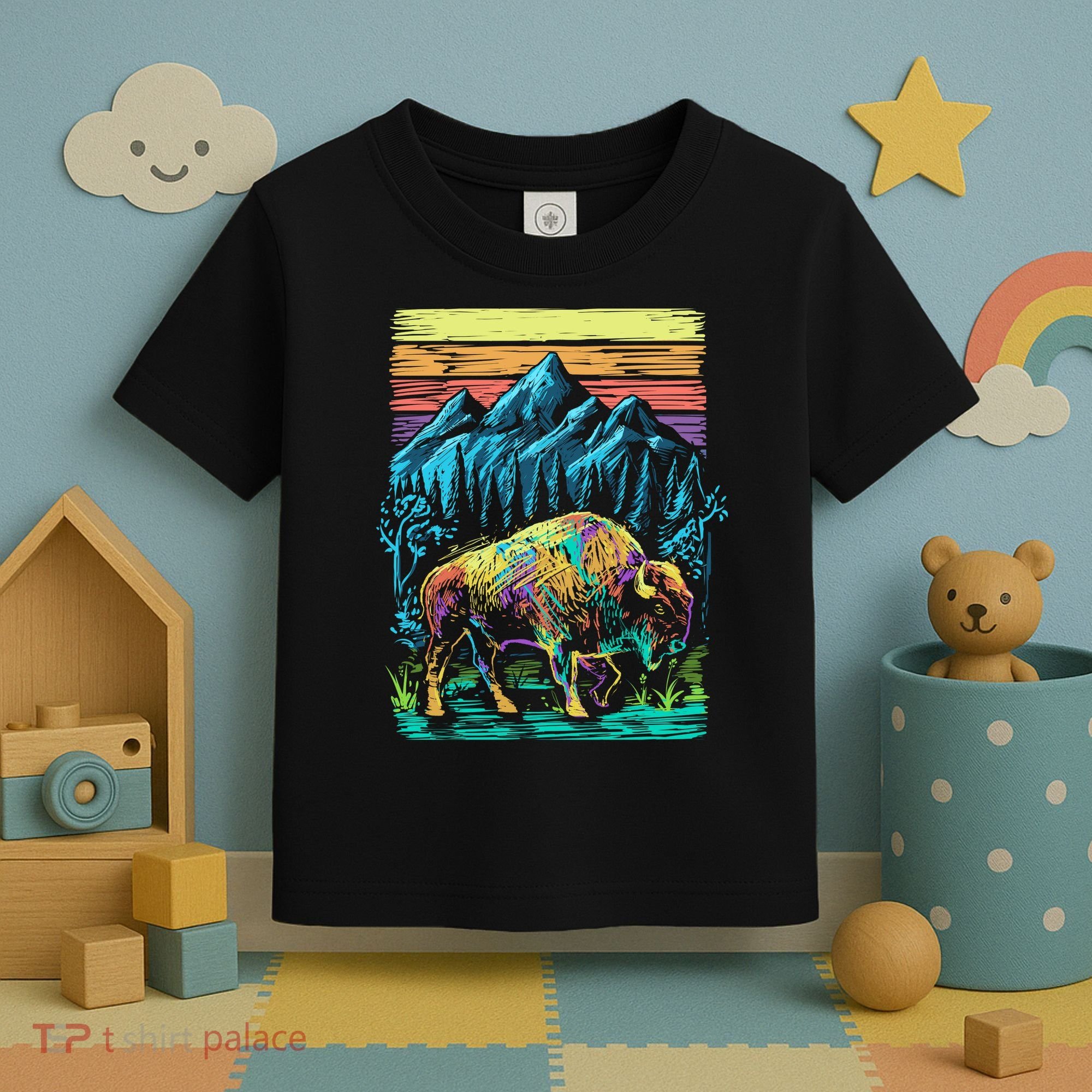 Bison Illustration Toddler T-Shirt