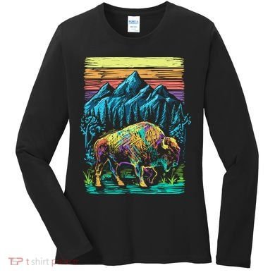 Bison Illustration Women's Long Sleeve Shirt