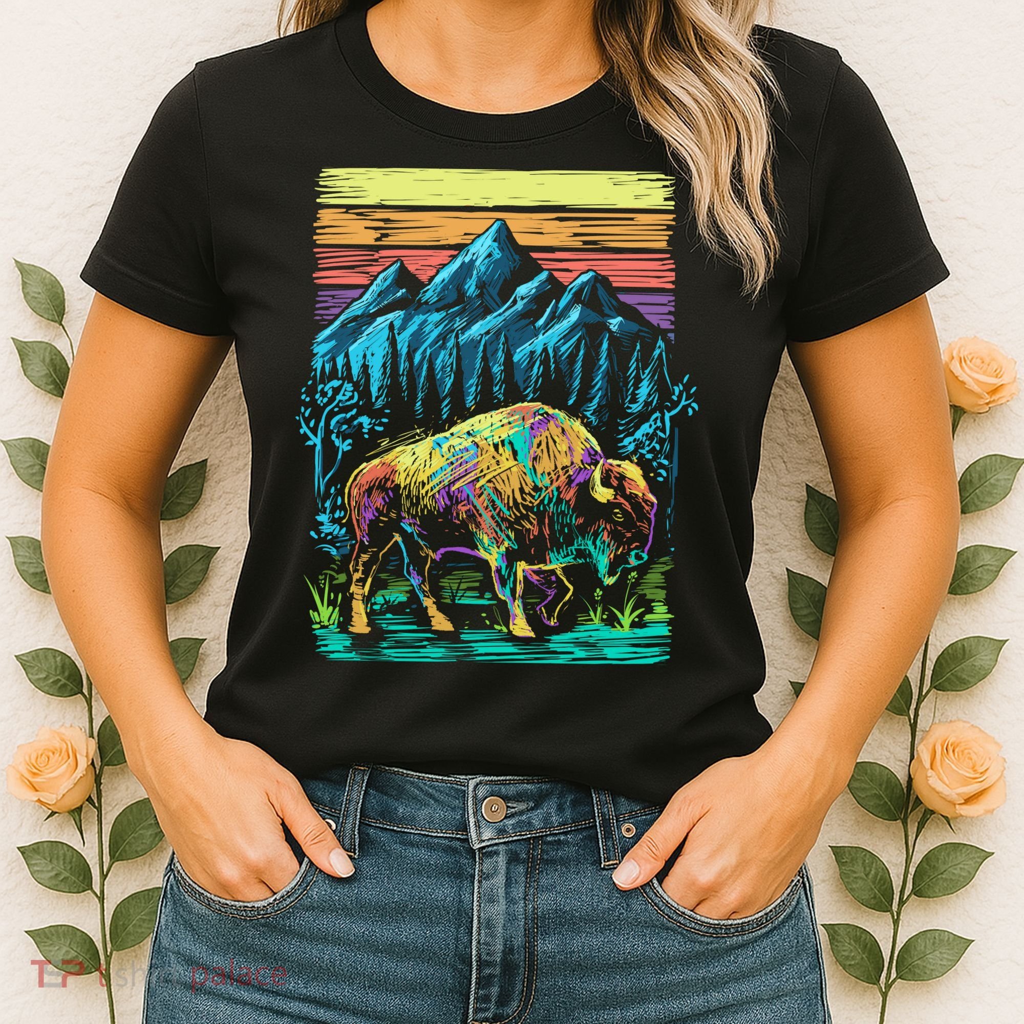 Bison Illustration Women's T-Shirt
