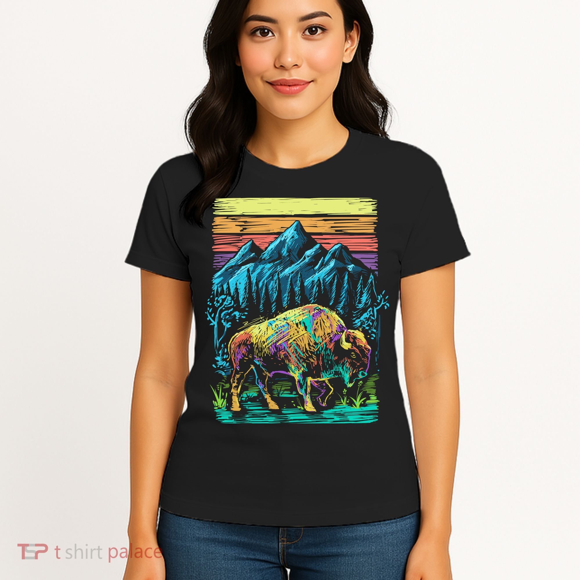 Bison Illustration Women's T-Shirt