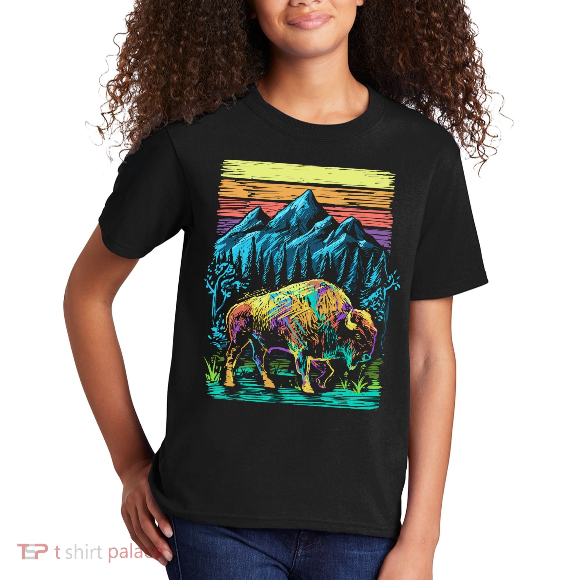 Bison Illustration Kids T-Shirt