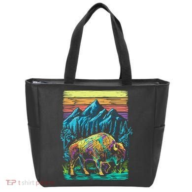 Bison Illustration Tote Bag
