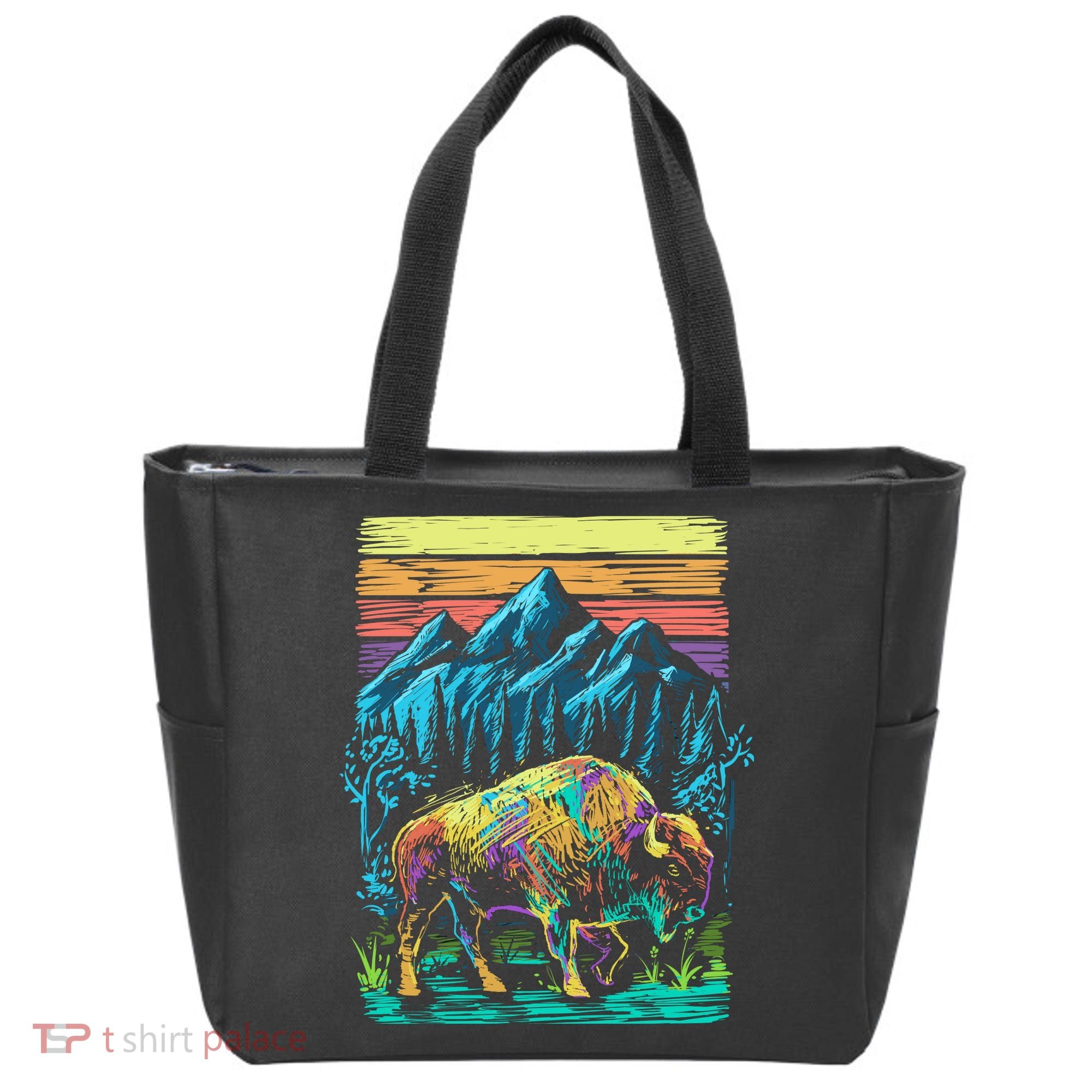 Bison Illustration Tote Bag